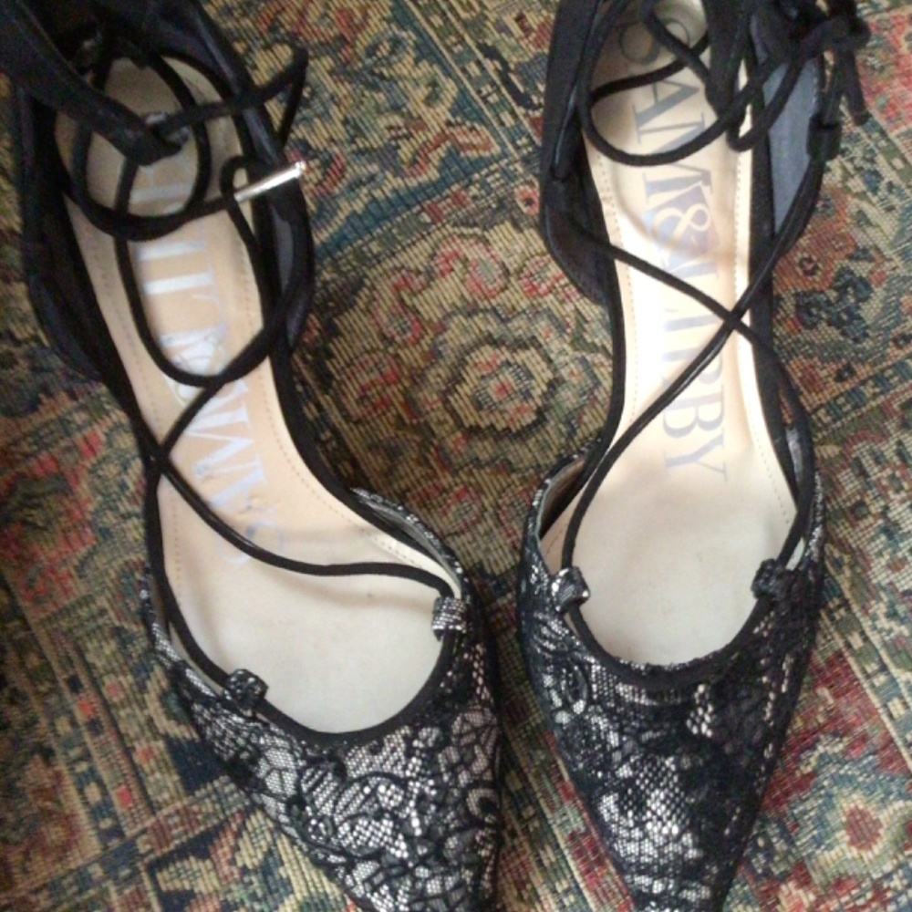 Sam and Libby Omni Ghillie Black Lace Up Zip Back Heels in sz 7.5 - Picture 2 of 7